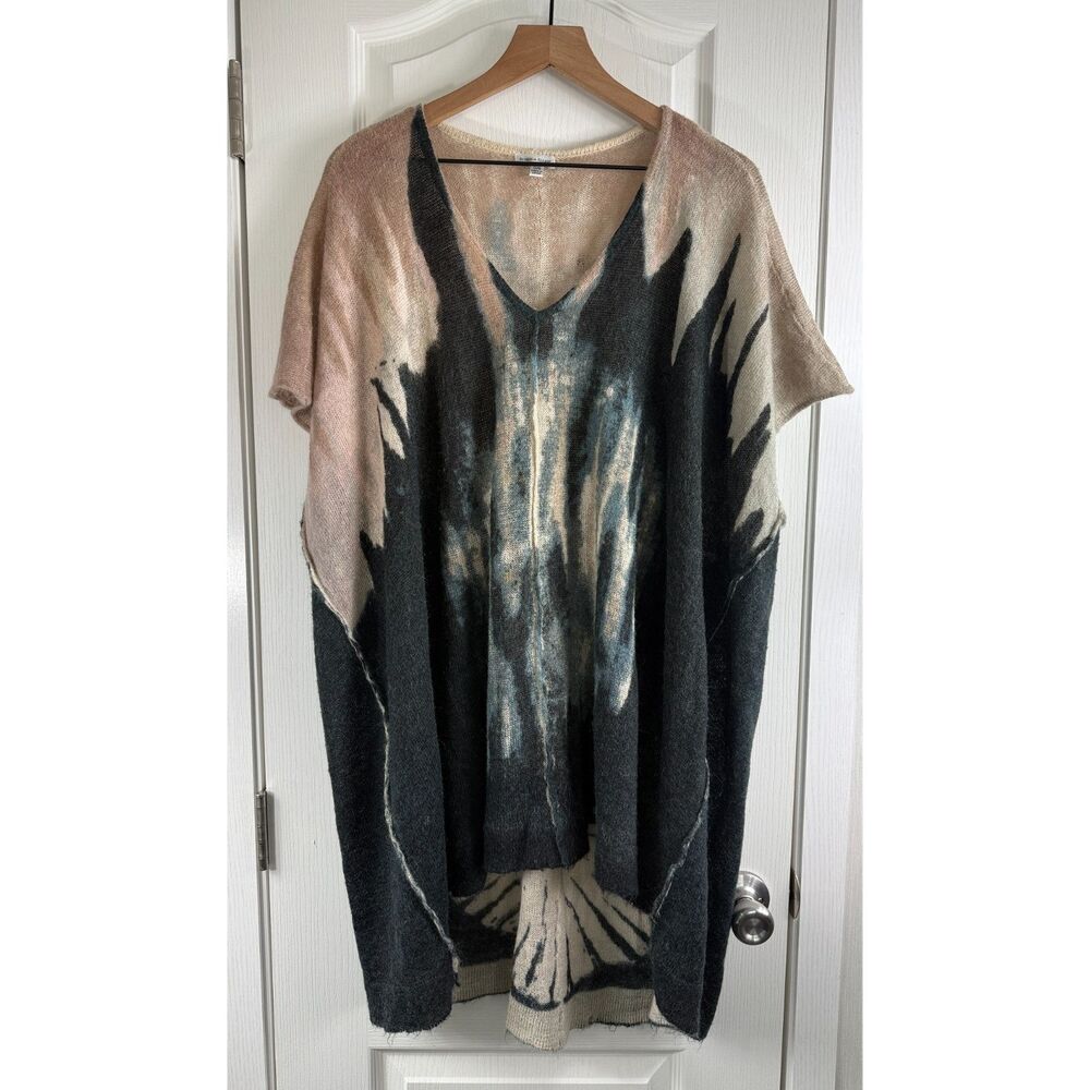 Rebecca Elliot Women's Tie Dye Sweater Kimono Poncho Wool Blend One Size